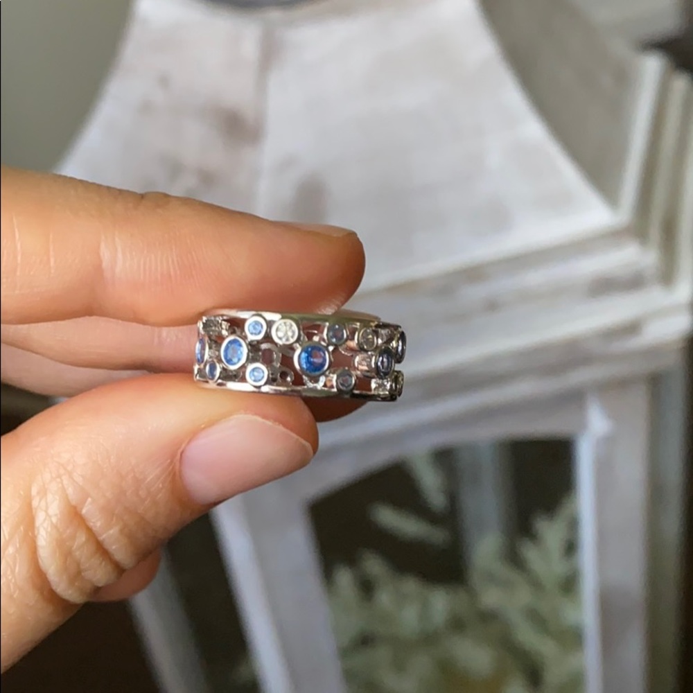 925 sterling silver blue sapphire ring - Picture 5 of 8